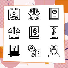 Simple set of 9 icons related to exodus