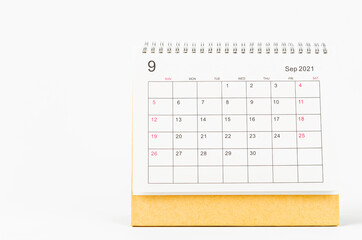 September 2021 Calendar desk for organizer to plan and reminder.