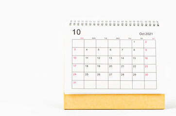 October 2021 Calendar desk for organizer to plan and reminder.