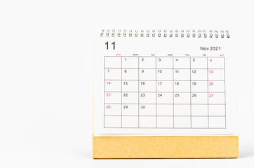 November 2021 Calendar desk for organizer to plan and reminder.