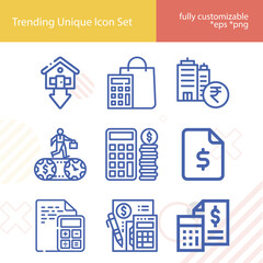 Simple set of expenditure related lineal icons.