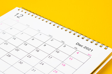 December 2021 Calendar desk for organizer to plan and reminder.