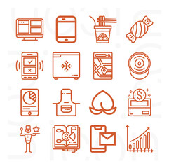 16 pack of ps  lineal web icons set