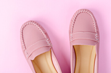 Stylish female shoes in pastel colors.