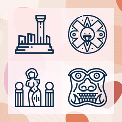 Simple set of statue related lineal icons