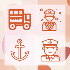 Simple set of navy related lineal icons