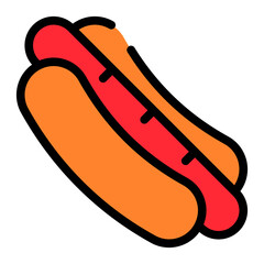 hot dog icon with filled outline style. Suitable for website design, logo, app and UI.