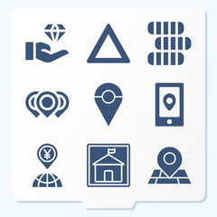 Simple set of 9 icons related to chain