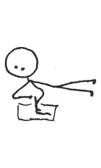 Hand-Drawn isolated stick figure drawing in a book while laying on the ground