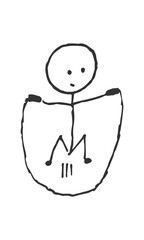 Hand-Drawn isolated stick figure jumping rope