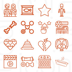 16 pack of pet  lineal web icons set