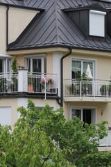 Fototapeta na wymiar beautiful balconies and roof architecture of europe