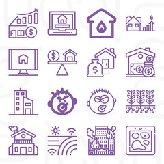 16 pack of entail  lineal web icons set