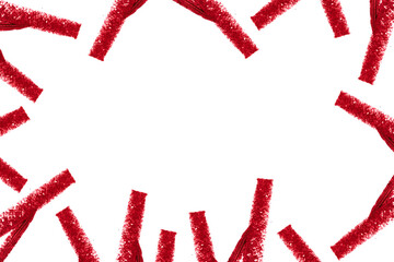 Red colour lipstick stroke around border with empty space