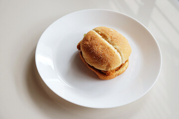 Close up of spicy chicken burger