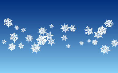 Gray Snowfall Panoramic Vector Blue Background. 