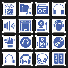 16 pack of lyrics  filled web icons set