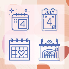 Simple set of february related lineal icons