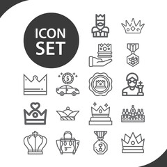 Simple set of aristocracy related lineal icons.