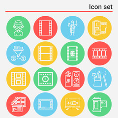 16 pack of screened  lineal web icons set