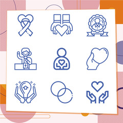 Simple set of 9 icons related to honesty