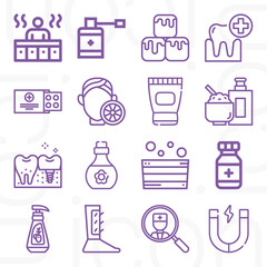 16 pack of treating  lineal web icons set