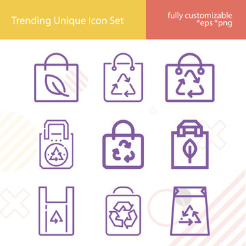Simple set of recycled related lineal icons.