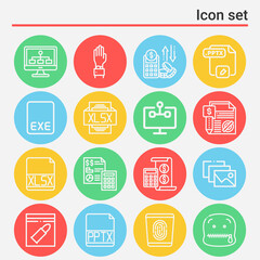 16 pack of theorem  lineal web icons set