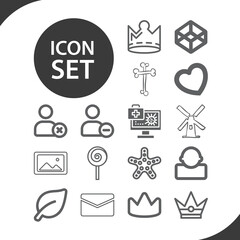 Simple set of outlined related filled icons.