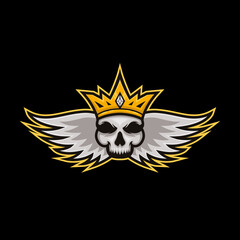 skull king sports logo. skull king mascot logo for gaming team