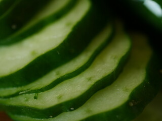 macro of a sliced cucumber