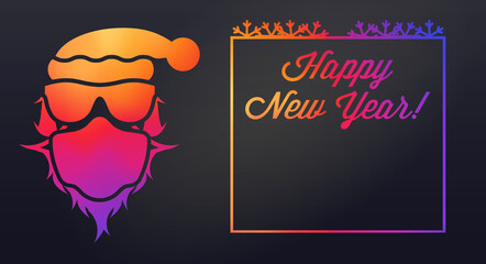 Santa Claus in sunglasses and a medical mask. Merry Christmas and happy New Year related flat style vector illustration.