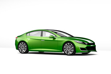 Plakat Generic Green Car Isolated On White. 3d Rendering.