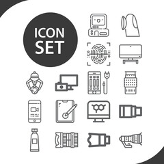 Simple set of electron related lineal icons.