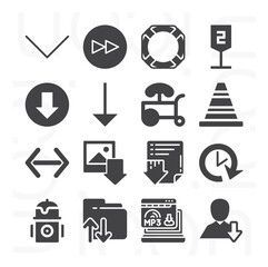16 pack of orientation  filled web icons set