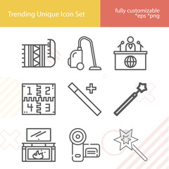 Simple set of carpet related lineal icons.