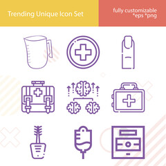 Simple set of hospital related lineal icons.