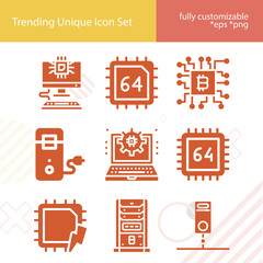 Simple set of processors related filled icons.