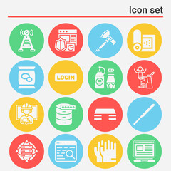 16 pack of software  filled web icons set