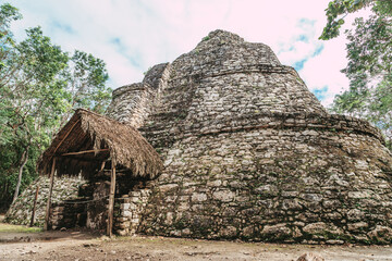 Fototapeta na wymiar Ancient Mayan city in Mexico. Ruins of the city of Coba, Yucatan