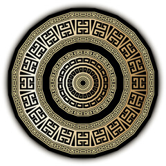 Greek elegant mandala pattern. Ornamental vector background. Geometric abstract backdrop. Beautiful tribal, ethnic style modern gold ornaments with zigzag, circles, frames, shapes, symbols, signs