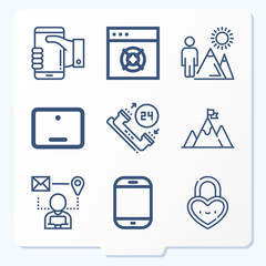 Simple set of 9 icons related to contact