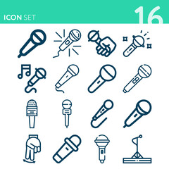Simple set of 16 icons related to praises