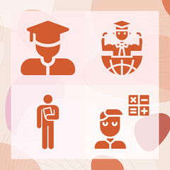 Simple set of undergraduate related filled icons