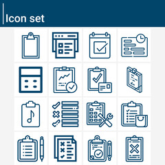 Simple set of questionnaire related lineal icons.