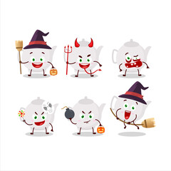 Halloween expression emoticons with cartoon character of ceramic teapot