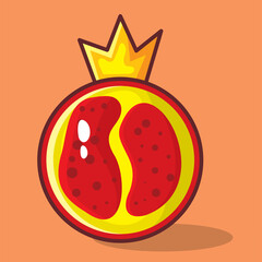 grenade fruit slice vector illustration in flat style