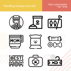 Simple set of lovely related lineal icons.
