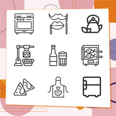 Fototapeta premium Simple set of 9 icons related to cook