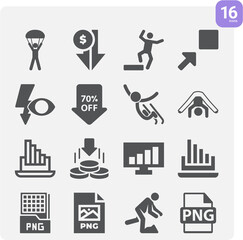 Simple set of decreasing related filled icons.